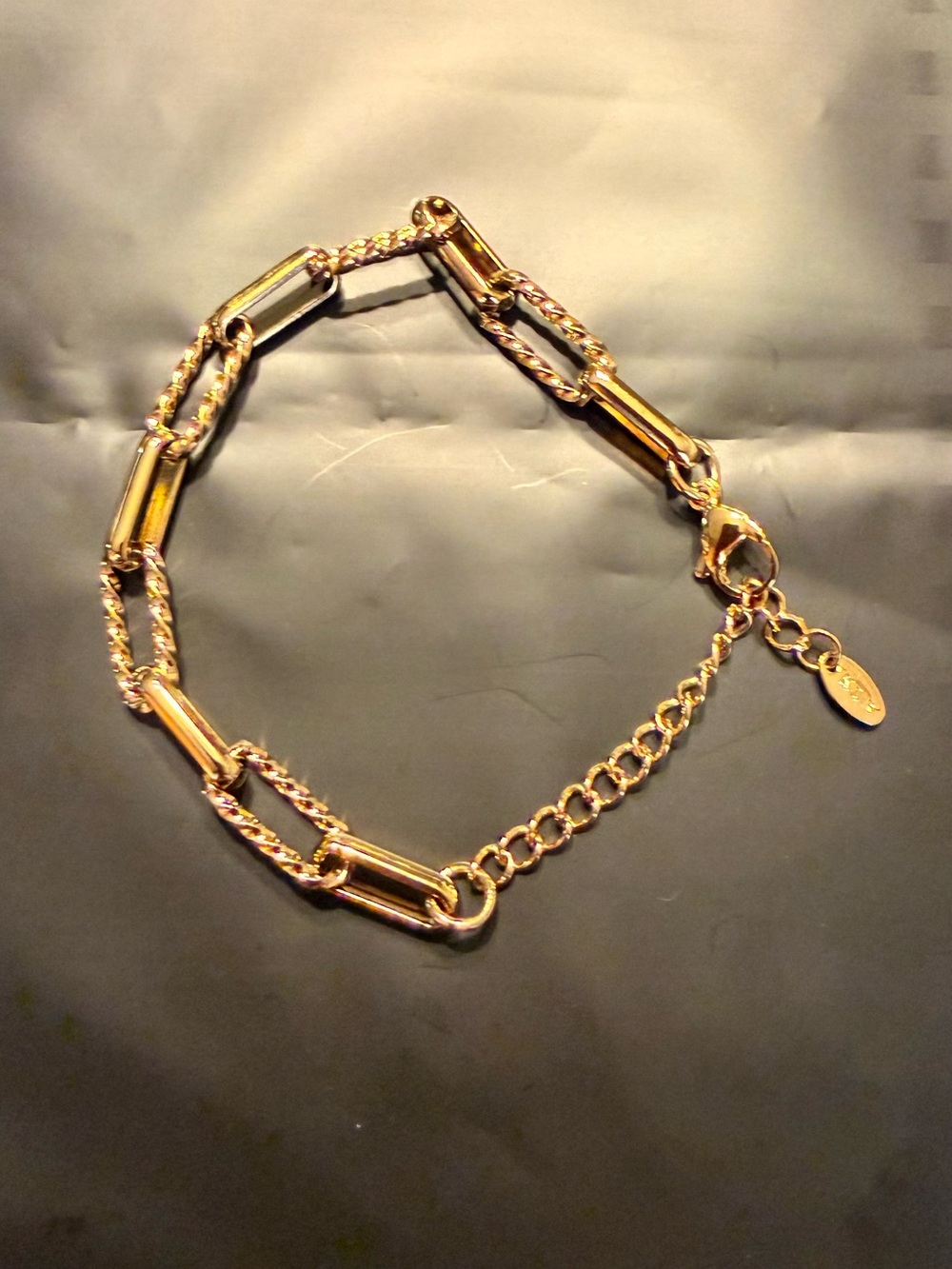Classic Gold Link Bracelet with Adjustable Chain